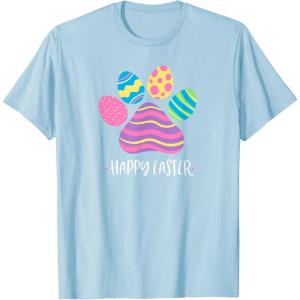 image:imageCute Dog Paw Easter Design with Colorful Eggs for Dog Lover TShirtBaby Blue