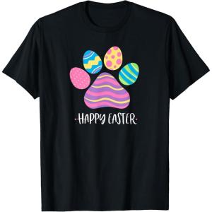 image:imageCute Dog Paw Easter Design with Colorful Eggs for Dog Lover TShirtBlack