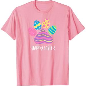 image:imageCute Dog Paw Easter Design with Colorful Eggs for Dog Lover TShirtPink