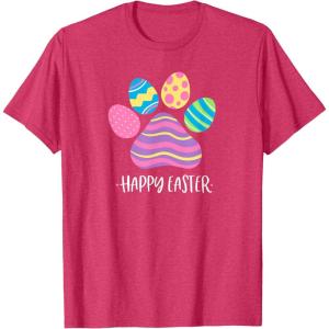 image:imageCute Dog Paw Easter Design with Colorful Eggs for Dog Lover TShirtRed Heather