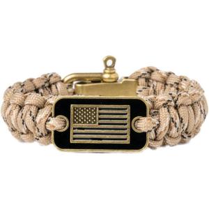 image:imageHero Company Camo Paracord Bracelet  Tactical Survival Bracelet for Men with Bronze USA Flag  Helps Pair Military Veterans with a Companion DogDesert Camo