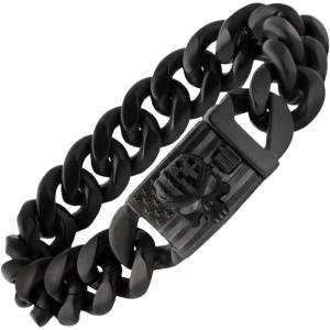 image:imageHero Company Cuban Link Bracelet for Men  Vindicta Retribution Black Skull Stainless Steel Bracelet  Helps Pair Veterans With A Service Dog or Shelter DogBlack