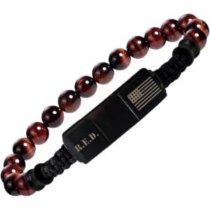 image:imageHero Company RED Tigers Eye Bracelet  Never Forget Mens Beaded Bracelet  Helps Pair Veterans With A Service Dog Or Shelter Dog