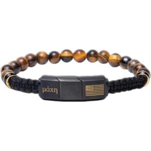 image:imageHero Company Tigers Eye Bracelet  American Flag Mens Beaded Bracelet  Helps Pair Veterans with a Service Dog or Shelter Dog