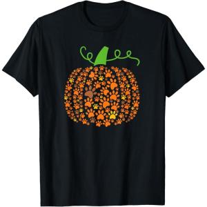 image:imagePumpkin Made of Paw Prints Fall Dog Lover Halloween Design TShirt for Men Women KidsBlack