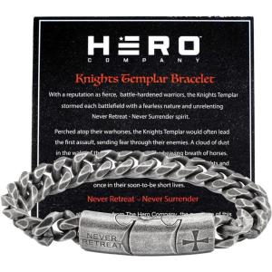 image:imageiHeartDogs Hero Company Link Bracelet for Men  The Knights Templar Never Retreat Never Surrender Chain Bracelet