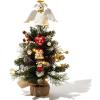 image:imageFaux Christmas Tree 14 with Lights and Dog Angel Tree Topper  Includes 7Piece Dog Ornament Set BatteryOperated LED Lights Flocking Red Berries amp Pinecones