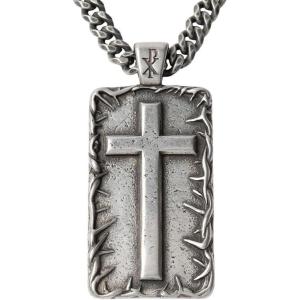 image:imageHero Company Cross Necklace for Men  The Lords Prayer Crown of Thorns Mens Necklace  Helps Pair Veterans With A Service Dog Or Shelter Dog