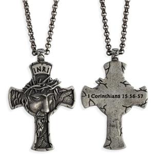 image:imageHero Company INRI Cross Necklace for Men  Stainless Steel Christian Necklace  Helps Pair Veterans with a Service Dog or Shelter Dog