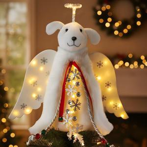 image:imageiHeartDogs Christmas Tree Topper Decoration  The Original Dog Christmas Miracle Angel Dog Tree Topper LED Lighted Halo Snowflake Garland amp Wings Decor Ornament Holiday DecorationWhite Glowing Halo Dog